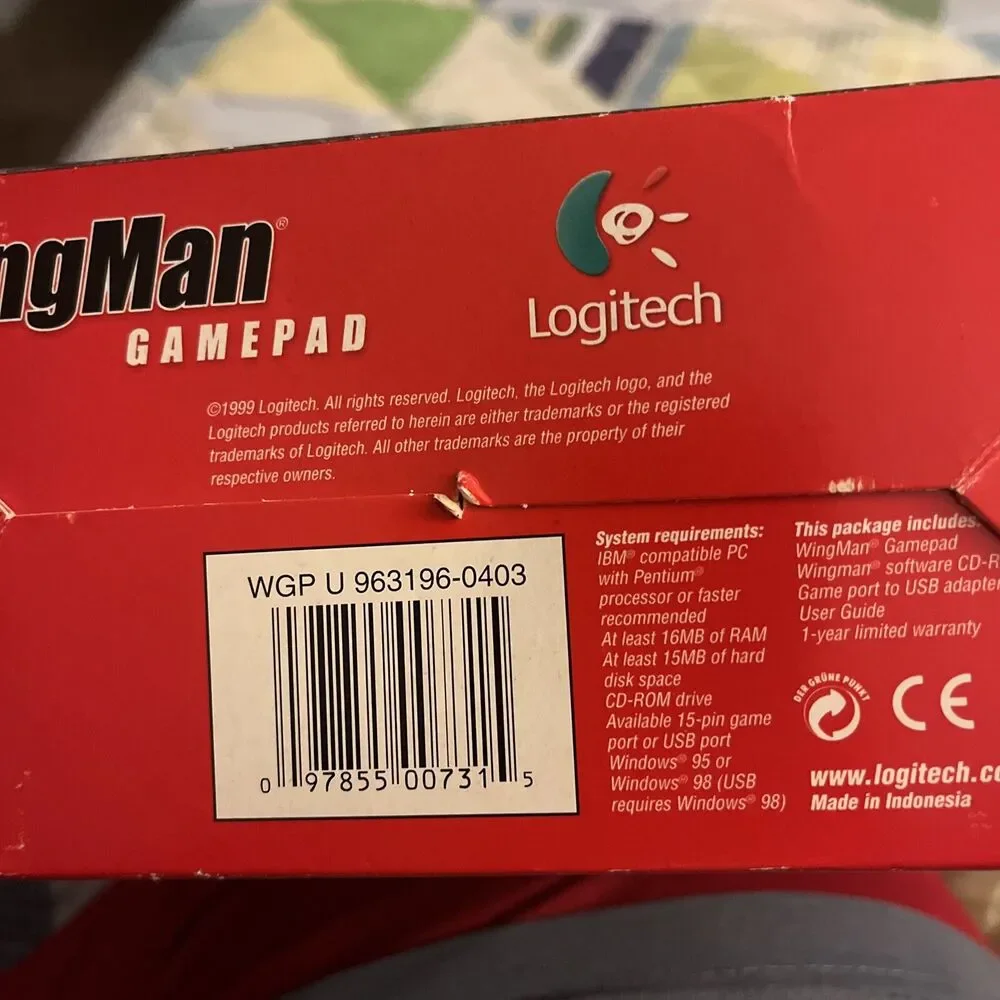 Logitech WingMan Gamepad Vintage New Open Box 1999 Windows 95/98